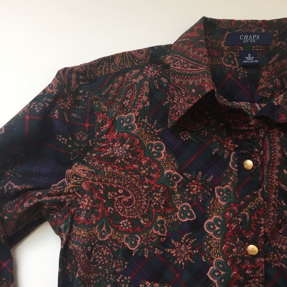 Chaps Jewel-Tone Paisley Button Down